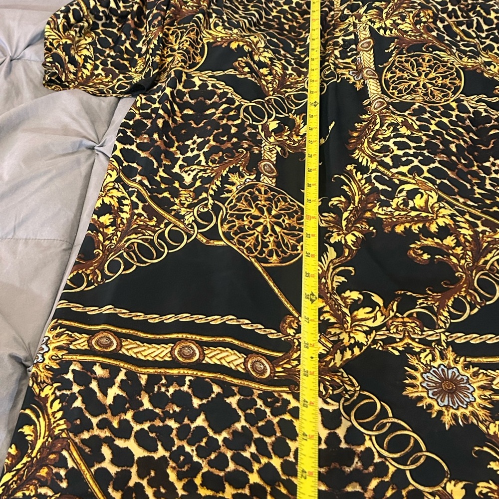 Tacera Baroque Leopard Print Shirt Dress Women’s 2X Black Gold Tunic - Picture 5 of 7